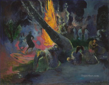 Paul Gauguin Painting - The Fire Dance Paul Gauguin